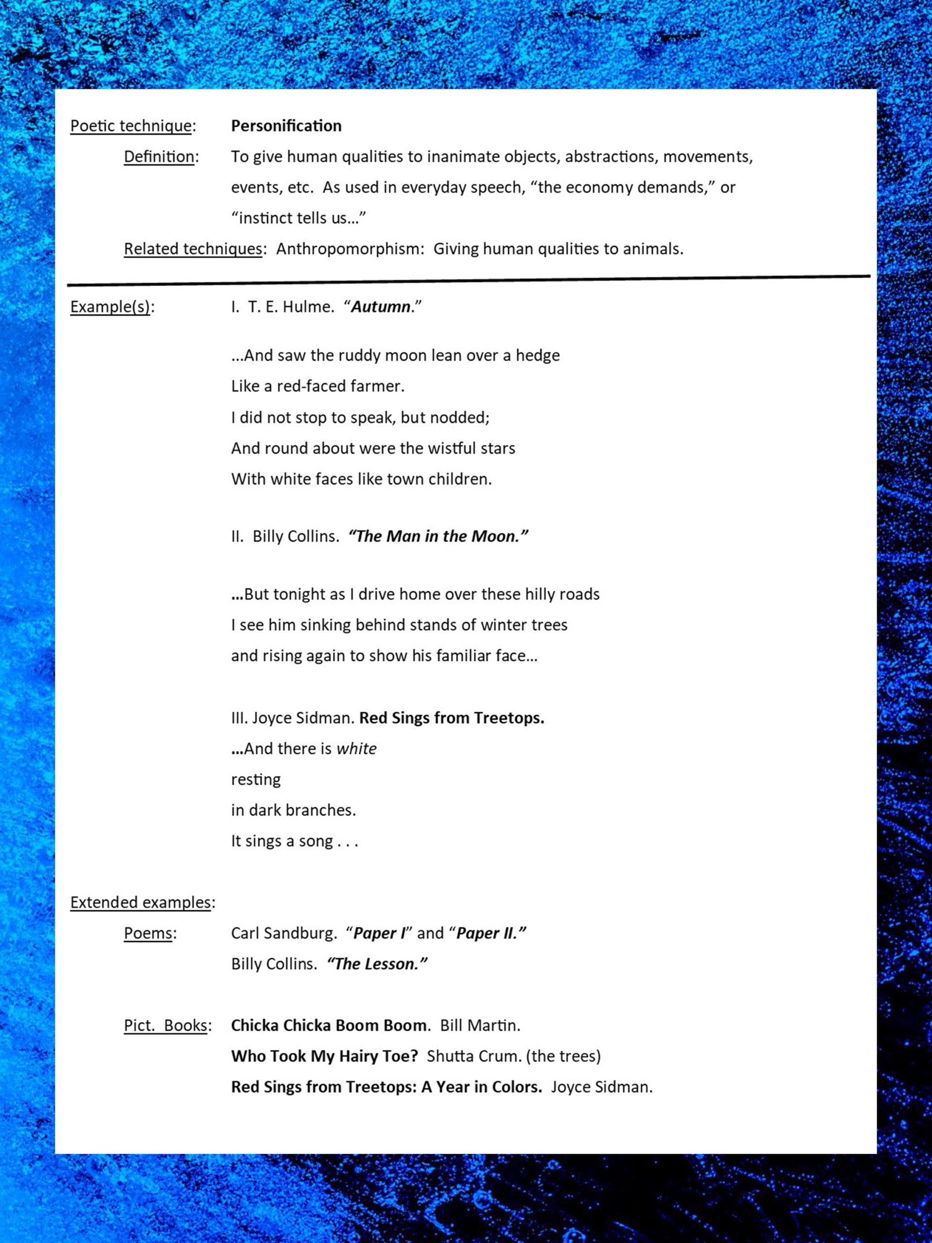 The Power of Personification Handout Shutta Crum