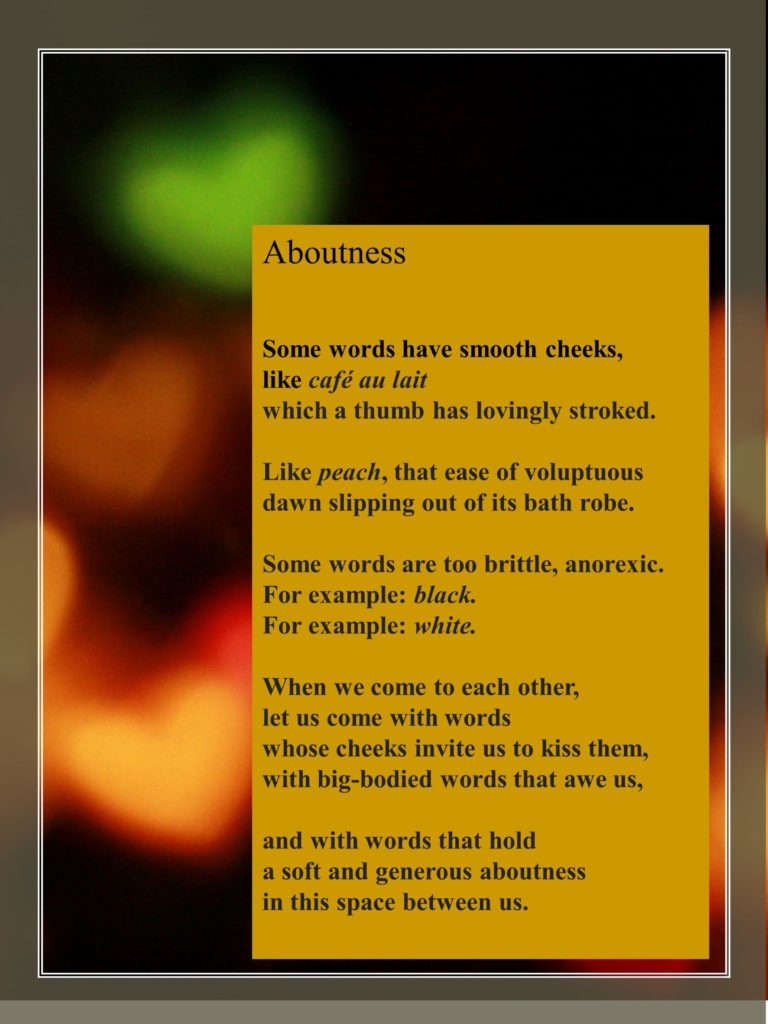 Copy of Aboutness poem by Shutta Crum.